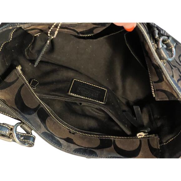 Vintage COACH Signature Black Jacquard Canvas Gallery Satchel Tote K05J-6234 - Picture 7 of 10